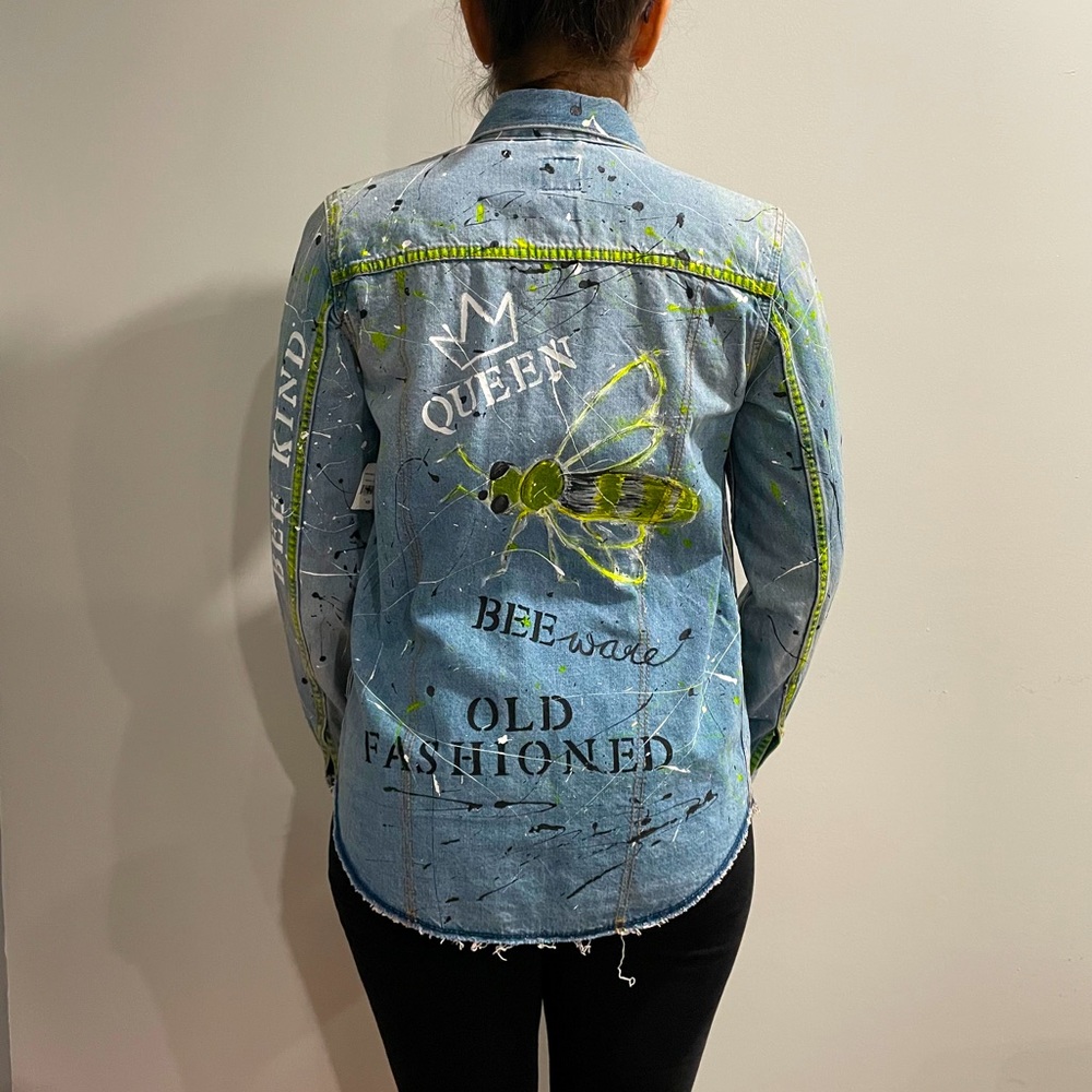 Original HAND PAINTED denim shirt jacket